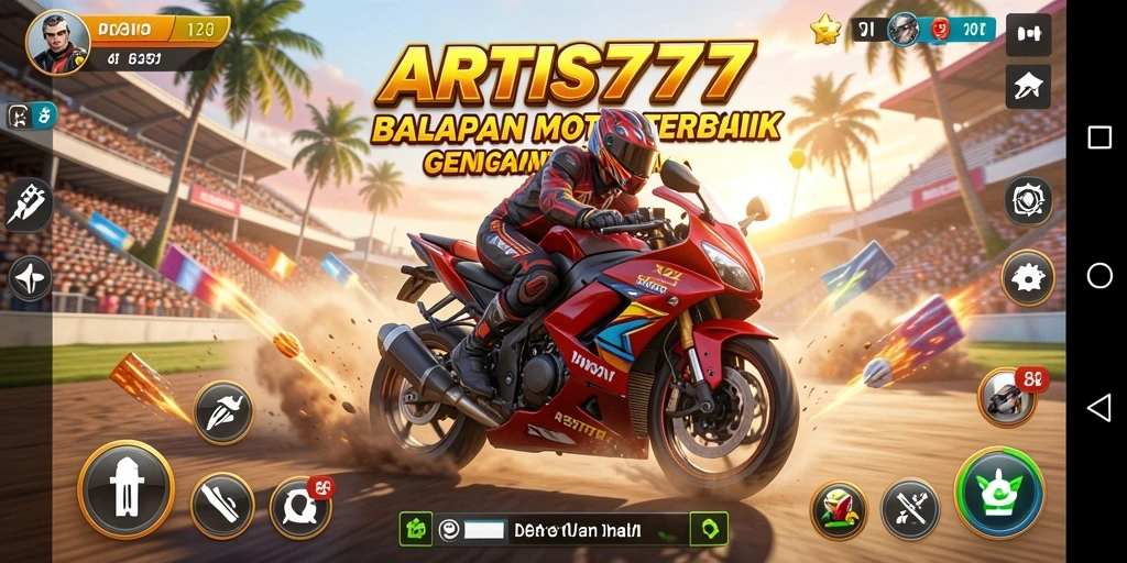 Screenshot menampilkan balapan motor yang intens dan seru in-game.