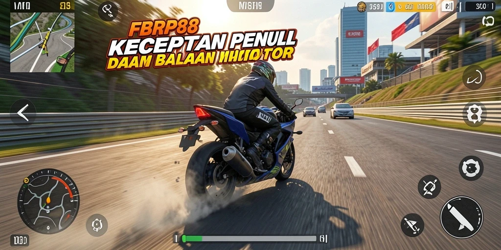 Screenshot gameplay <strong>FBRP88</strong> menampilkan aksi balapan motor yang mendebarkan.