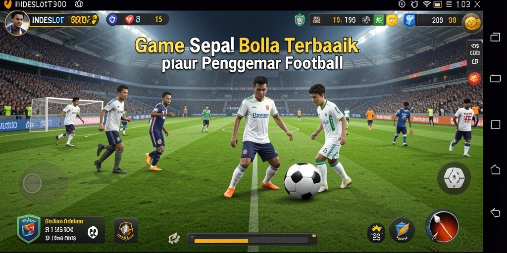 Screenshot gameplay INDESLOT303 menunjukkan aksi sepak bola yang seru.