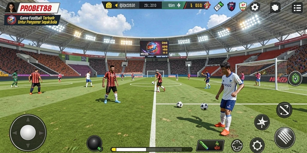 Screenshot utama PROBET88 menampilkan aksi seru permainan Football.